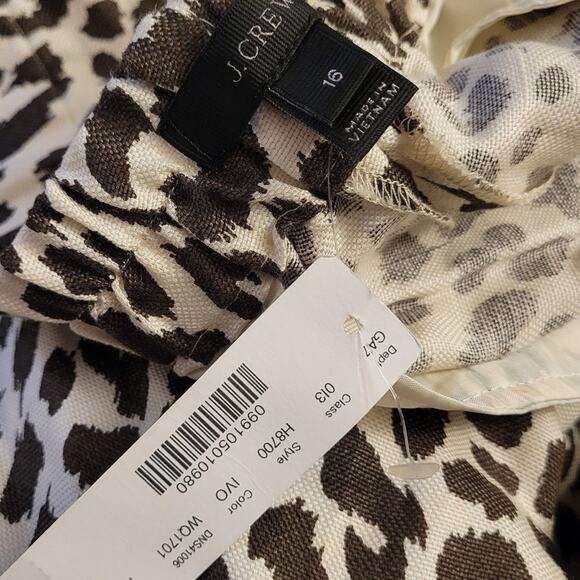J. Crew Leopard Print Linen Blend Easy Pants size 16 - Picture 4 of 7